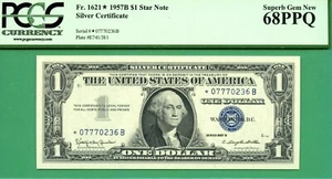 ***** SUPERB STAR ***** 1957B $1 SC ***** PCGS SUPERB GEM 68 PPQ ***** Fr 1621* - Picture 1 of 2