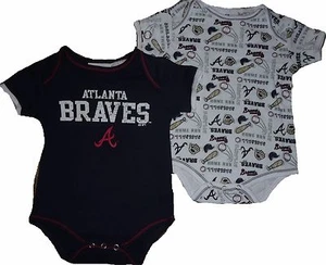 Atlanta Braves 2pc Creeper Set Infant Baby Bodysuit - Picture 1 of 1
