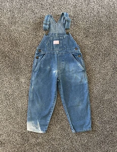 VTG Pink Label Overall Oshkosh VestBack Size 4 Girls Denim Toddler - Picture 1 of 12