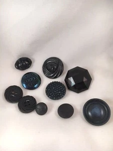 Black Vintage Antique Buttons- Various Sizes and Shapes - Picture 1 of 8