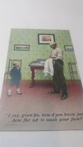 Vintage 1910 Glatze Opa und Enkel lustige Postkarte P10 - Bild 1 von 6