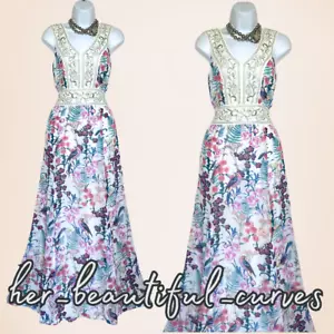 MONSOON STICKEREIEN VÖGEL & BLUMEN MAXIKLEID ANLASS HOCHZEIT PARTY GRÖSSE 16 - Bild 1 von 9