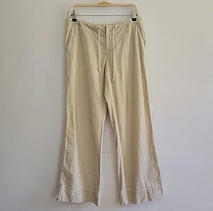 DKNY Pure Mid Rise Wide Leg Corduroy Pants 8 Cream Flap Pockets Neutral Preppy - Picture 1 of 14