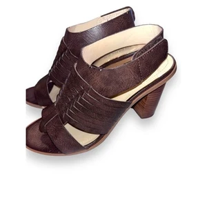 Women's Charles By Charles David JEEZE Ankle Strap Sandal Brown Leather Size 8.5 - Picture 1 of 9
