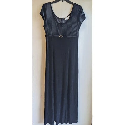 Maxi Vestido De Colección Papell Boutique Noche Para Mujer Negro Terciopelo Ajuste y Acampanado Talla 14 Foto 1 de 4