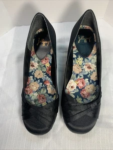 JELLYPOP Shoes Pumps, Black Satin Cloth Over Leather mary Jane style, 9.5 Classy - Picture 1 of 17