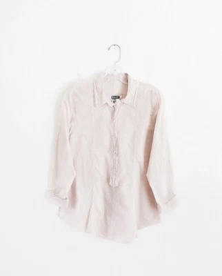 Kristensen du Nord White Clay Swiss Dot Cotton Long Sleeve Popover Shirt 2 M - Image 1 of 4