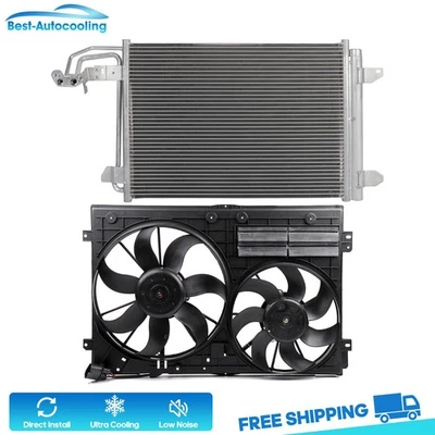 A/C Condenser and Cooling Fan Assembly Kit For 2006-2014 Volkswagen GTI 2.0L l4 Foto 1 de 2