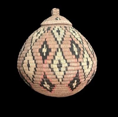 Cesta tradicional zulú tejida a mano cesta sudafricana certificado firmado Foto 1 de 4