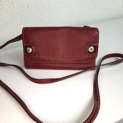 Brighton Small Red Pebbled Leather Purse Crossbody Card Case Bag 4"x6" Heart - Image 1 of 4