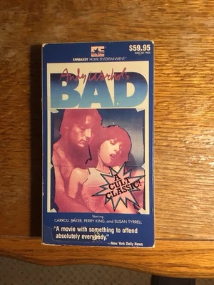 Andy Warhol’s BAD VHS Embassy Home Entertainment 1985 Release Cult Classic - Image 1 of 3