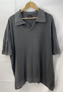 Propaganda Ghanda Co. Polo Shirt XL Grey Waffle Knit Cotton Casual Retro - Picture 1 of 6