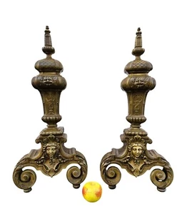 Paire De Chenets En Bronze Et Fer De Style Louis XIV, XIXème Siècle - Imagen 1 de 13