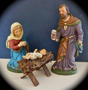 Marolin German Papier Mache Holy Family Joseph Mary & Christ Child 12c - Picture 1 of 4