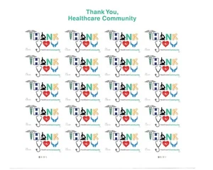 Scott #5947a IMPERFORATE (NO DIE-CUT) Thank You Healthcare Com., Pane of 20 MNH - Picture 1 of 1