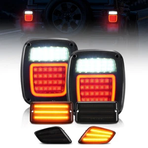 Smoke Front Bumper Turn Signal + 83LED Tail Brake Reverse for Jeep Wrangler TJ - Picture 1 of 12