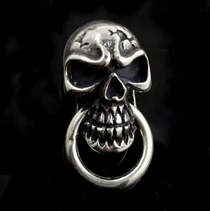 Vintage Biker Skull Mask Wallet Chain Connector Concho Leather Craft For Wallets - Picture 1 of 2