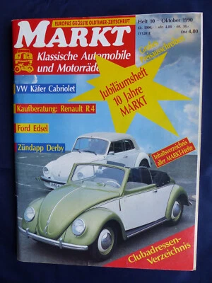 Oldtimer Markt Heft 10/1990 - VW Käfer Cabrio Renault R4 Ford Edsel Zündapp - Bild 1 von 3