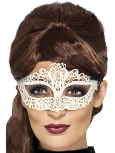 Smiffys: Halloween Embroidered Lace Eye-mask - White - Fancy Dress (SKU:45226) - Picture 1 of 1