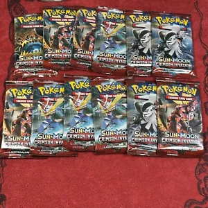 POKEMON TCG! 12x SM Crimson Invasion BOOSTER PACK SEALED BRAND NEW - Picture 1 of 2