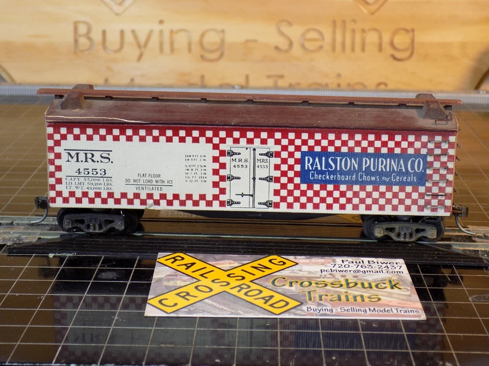 HO 40' Wood Reefer Ralston Purina MRS 4553 Knuckle Couplers (Mo030424) - Image 1 of 4