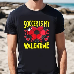 Valentine Shirts For Girls Gifts Soccer Heart Women Kids T shirt - Picture 1 of 5