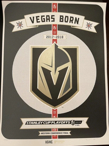 2017 Vegas Golden Knights Inaugural Stanley Cup Vegas Born Serigraph Poster Rare Cover