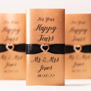 Happy Tears Luxury Wedding Tissues - Personalised Pearlised Favour - Picture 1 of 16