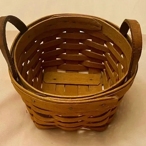 Vintage Longaberger Laurel Basket 1990 Two Leather Handles No Liner Cover