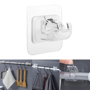 2-20PCS Curtain Rod Brackets Pole Drapery Hook Holder No Drilling Self Adhesive - Picture 1 of 8