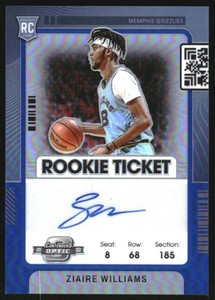 2021-22 Panini Contenders Optic Blue #128 Ziaire Williams RC Auto /49