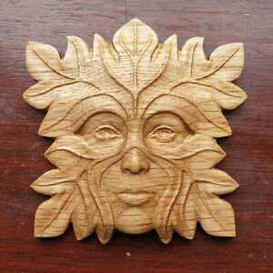 Green Woman Solid Oak Wood Carved Furniture Decor Onlay Applique