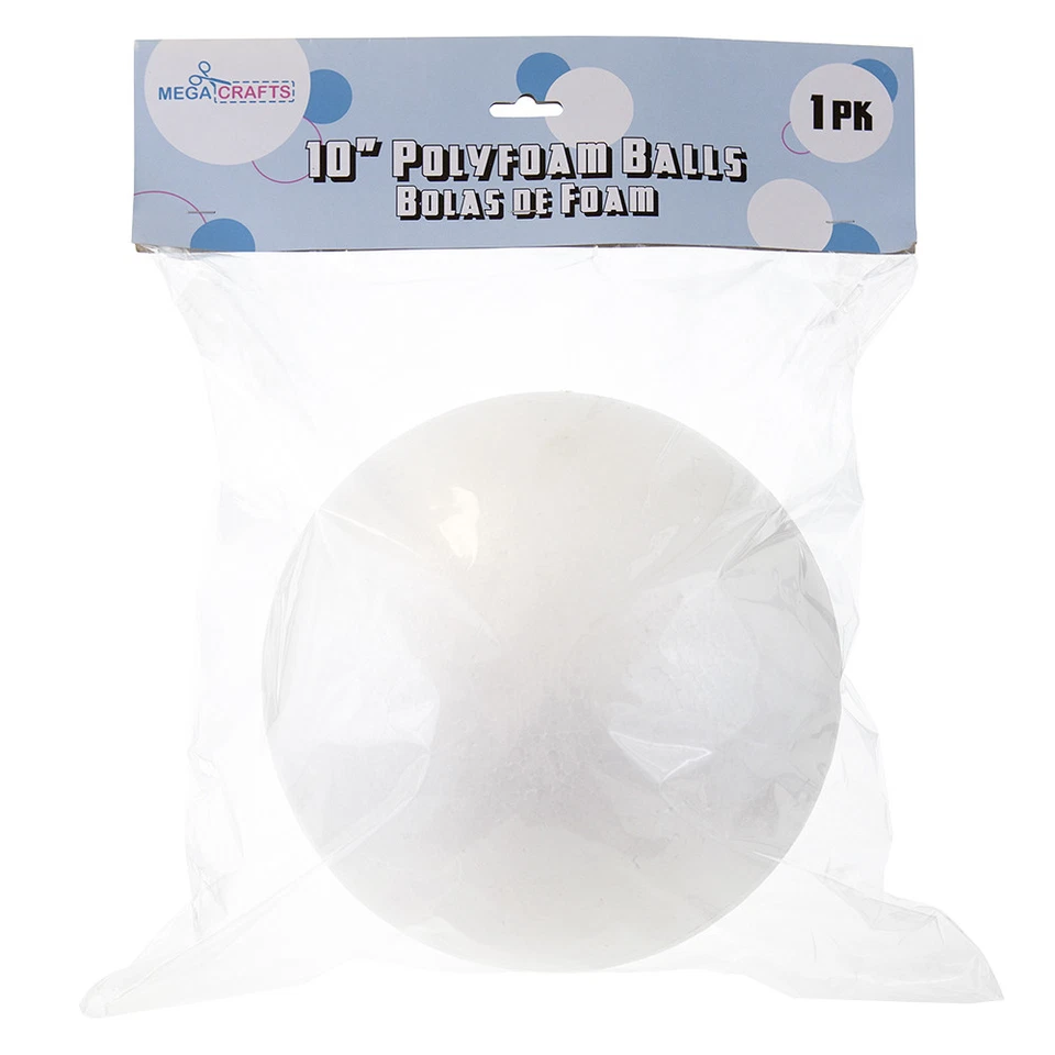 Mega Crafts 1 Pc Poly Craft Foam 10'' Inch Ball Polystyrene Ball, Art & Craft - Image 1 of 1
