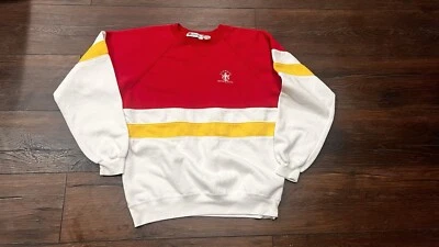 Винтажная толстовка Giorgio Beverly Hills 80-е цветной блок красная в полоску размер Med - Изображение 1 из 4