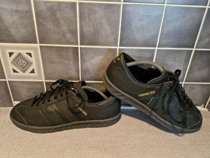 Herren Adidas Hamburg Triple Schwarz Leder Turnschuhe Größe UK 8 Schuhe Sneaker - Bild 1 von 8