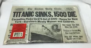 Titanic Sinks Reproduction Newspaper Of Titanic Disaster By Old News Inc - Picture 1 of 4