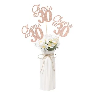 10-Pack Rose Gold Glitter 30th Birthday Centerpieces Double-Sided Table Toppers - Picture 1 of 3