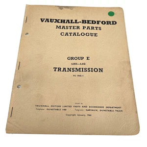 Vauxhall Bedford Masters Parts Catalogue Group E Tranmission  1969 - Bild 1 von 7