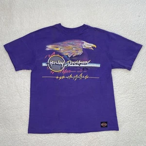 Vintage VTG Harley Davidson Shirt Size Large Eagle Purple Single Stitch 90’s - Bild 1 von 9