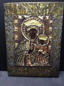 SACRA ICONA IN ARGENTO MADONNA NERA DI CESTOCHOWA POLONIA sec XII 37.5x28x3cm - Picture 1 of 2