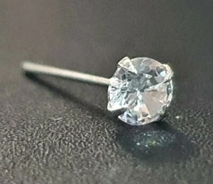 Perno de nariz 3 mm transparente redondo cristal 22 g (0,6 mm) real 925 plata... - Imagen 1 de 12