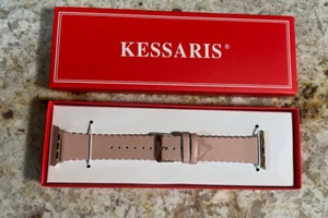 Kessaris Watch band 38mm and 40 mm comparable W “Apple Watch” Leather Pink - Picture 1 of 14