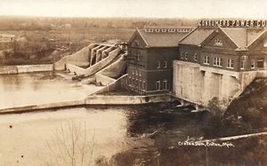 Consumers Power Co Real Photo of the Croton Dam in Croton Mich Michigan Postcard - Picture 1 of 2