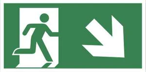 Fluchtweg Notausgang Schild Aufkleber nachleuchtend - Pfeil rechts abwärts - Bild 1 von 1