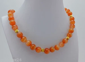 Karneol Collier mit vergoldeter Schließe (magnetisch) / gefädelt in Stahldraht  - Picture 1 of 4