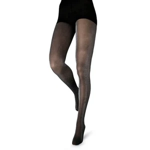 MEDIAS DE FIESTA OPACAS CON BRILLO DE ALTA COSTURA CON HILO DE MICROFIBRA 3D, NEGRAS CON PLATA. - Imagen 1 de 3