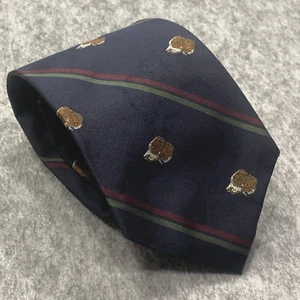Polo Ralph Lauren Necktie Animal Dog Pattern Blue 100% SILK Hand Made in ITALY - Picture 1 of 10