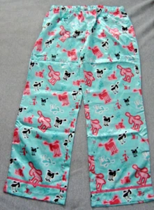 Lazy One Teal Pink Moose Pajama Pants Women's L 34" X 30" Silky 100% Polyester - Picture 1 of 13