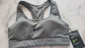 Nike Dri-Fit Victory Sports Bra, Gray, Removable Pads, Size XS AH8645-09