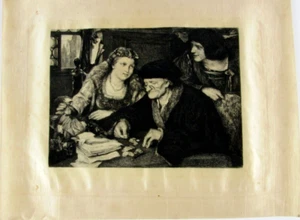 Ludwig von Lofftz Geiz Und Liebe Avarice And Love  Painting Print On Silk - Picture 1 of 9